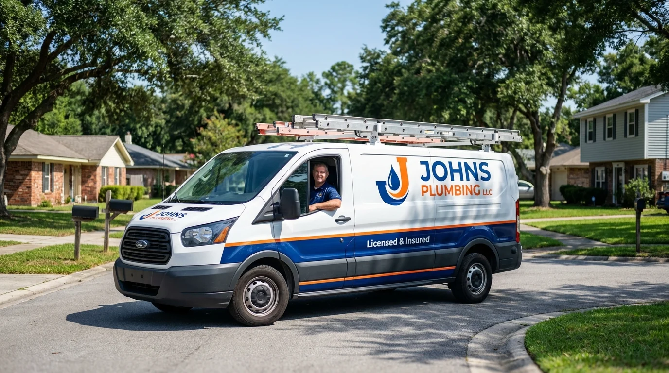 Johns Plumbing LLC service van in Titusville, PA