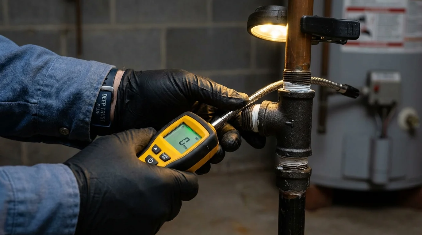 Gas leak detection with electronic sniffer by Johns Plumbing LLC in Titusville